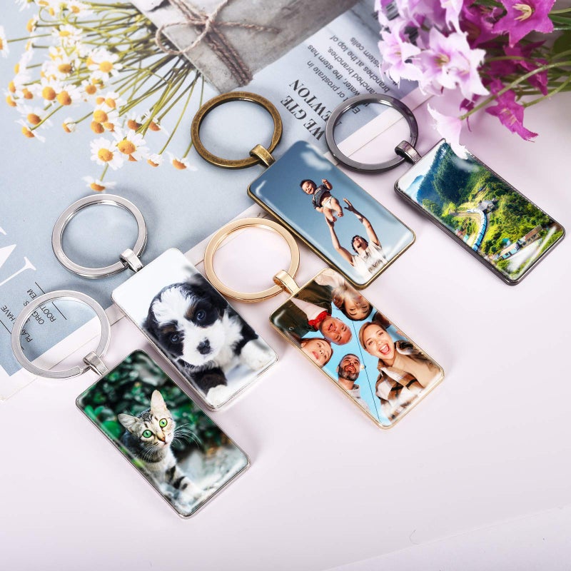 DROLE 30Pcs 5 Colors Pendant Trays Kit-Rectangle Bezels Trays with Transparent Glass Tiles Cabochon for Jewelry Making Photo Jewlery 25Ã—50mm Mixed - Image 5